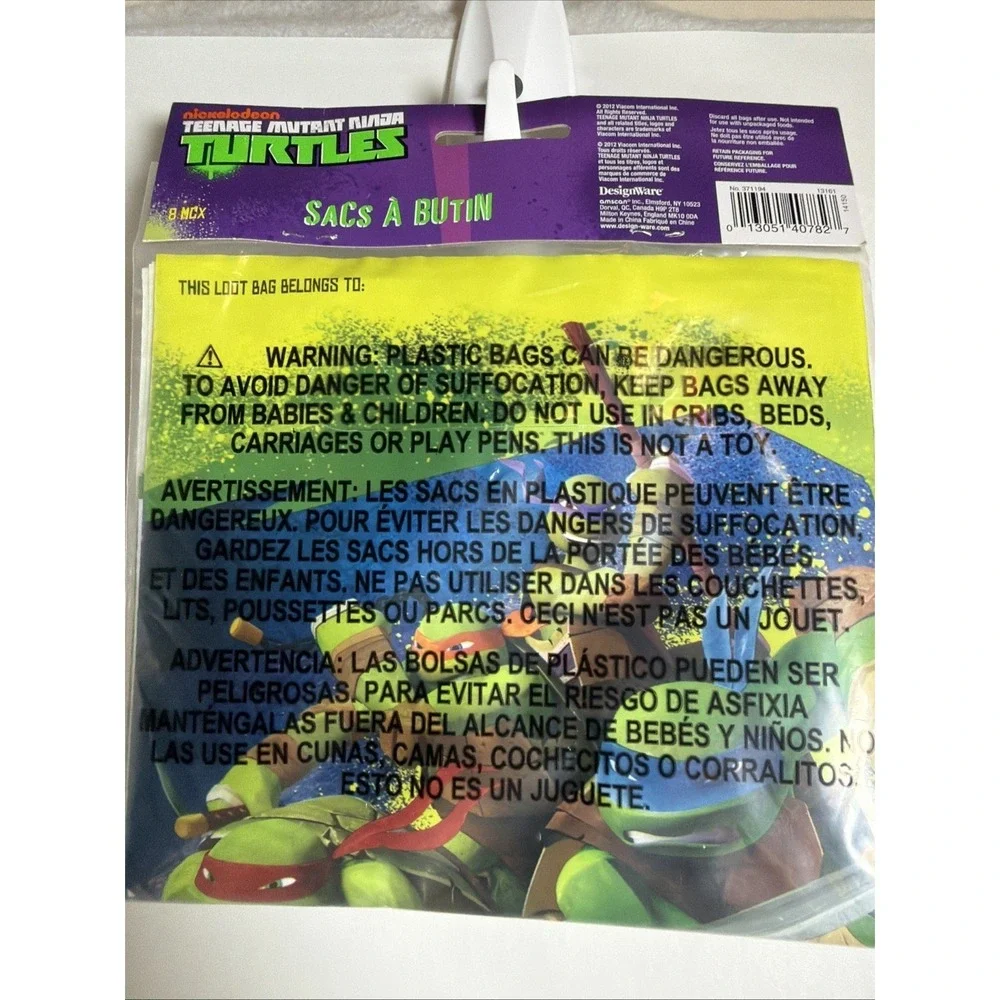 2 Packs Of 8 Teenage Mutant Ninja Turtles Loot Bags-9 1/2